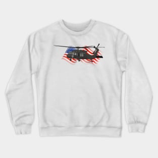 Patriotic Black Hawk UH-60 Military Helicopter Crewneck Sweatshirt